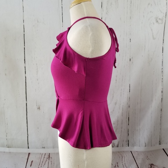 HIATUS Flounce Front Magenta Tank Top     - Picture 3 of 7